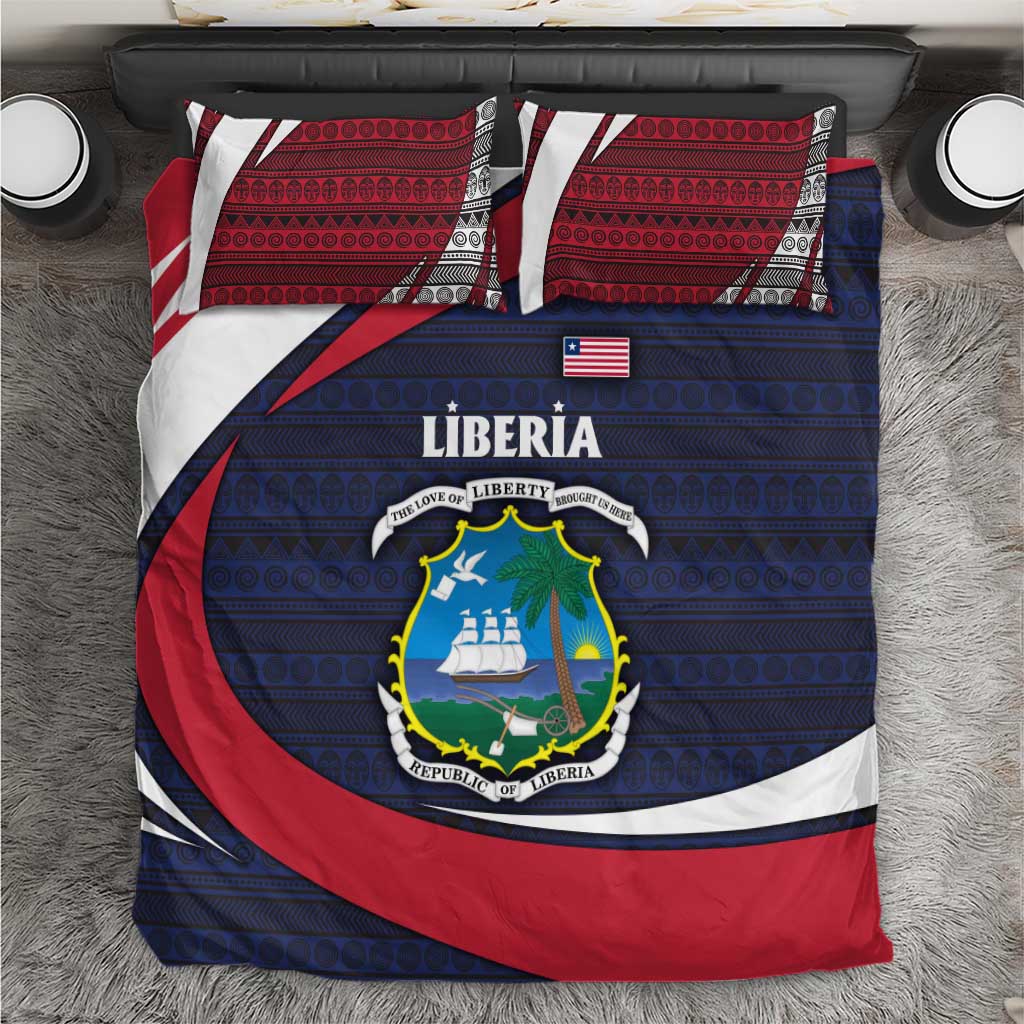 Liberia National Emblem Bedding Set with Tribal Pattern and Heritage Colors Design