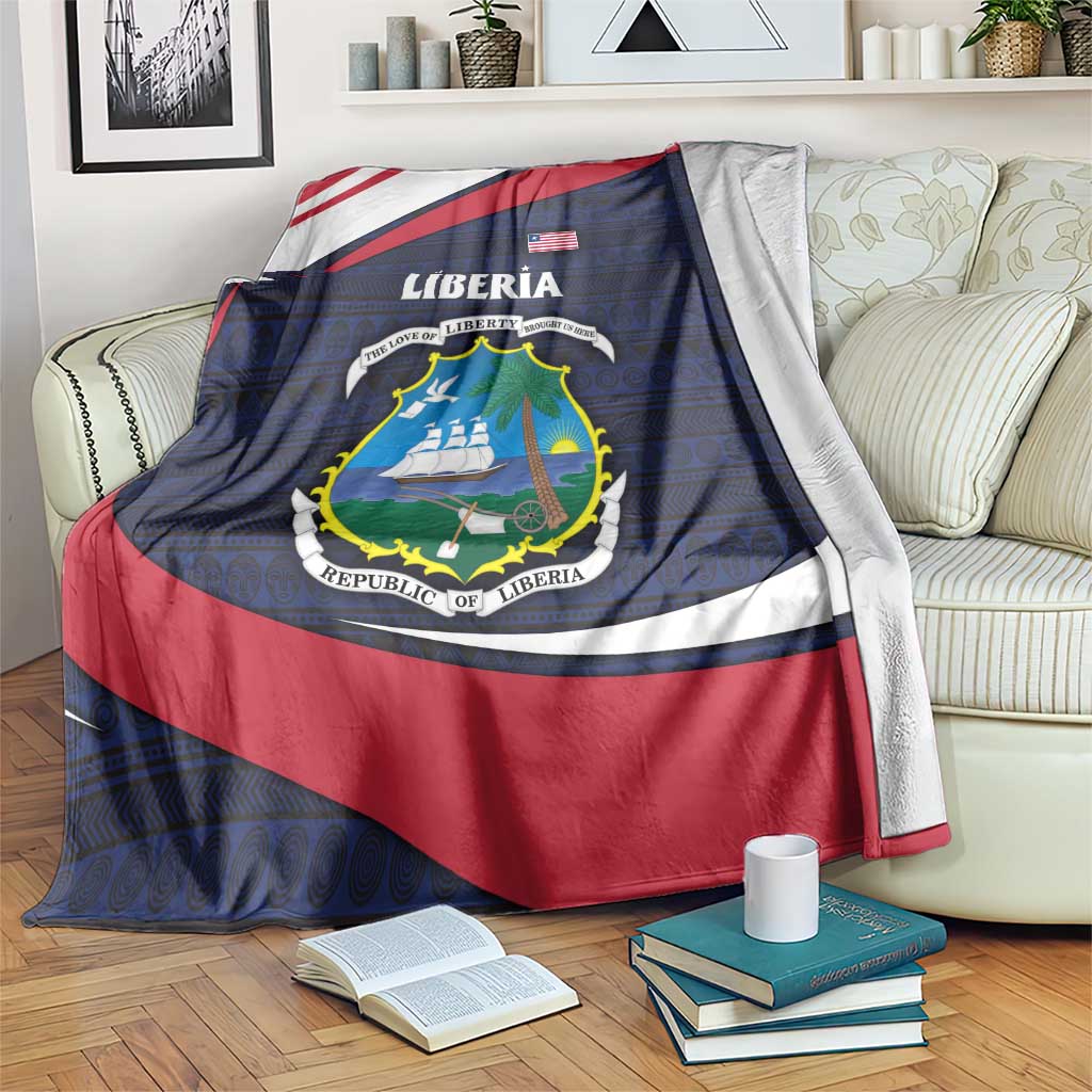 Liberia National Emblem Blanket with Tribal Pattern and Heritage Colors Design