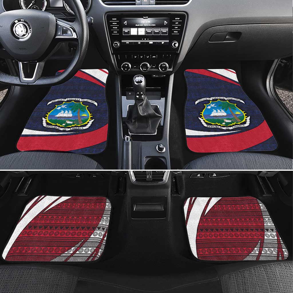 Liberia National Emblem Car Mats with Tribal Pattern and Heritage Colors Design