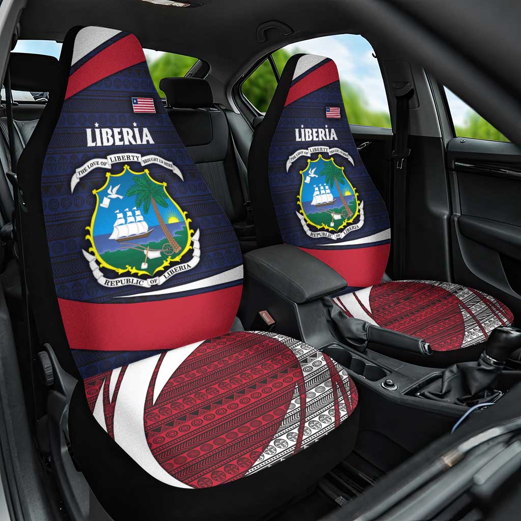 Liberia National Emblem Car Seat Cover with Tribal Pattern and Heritage Colors Design