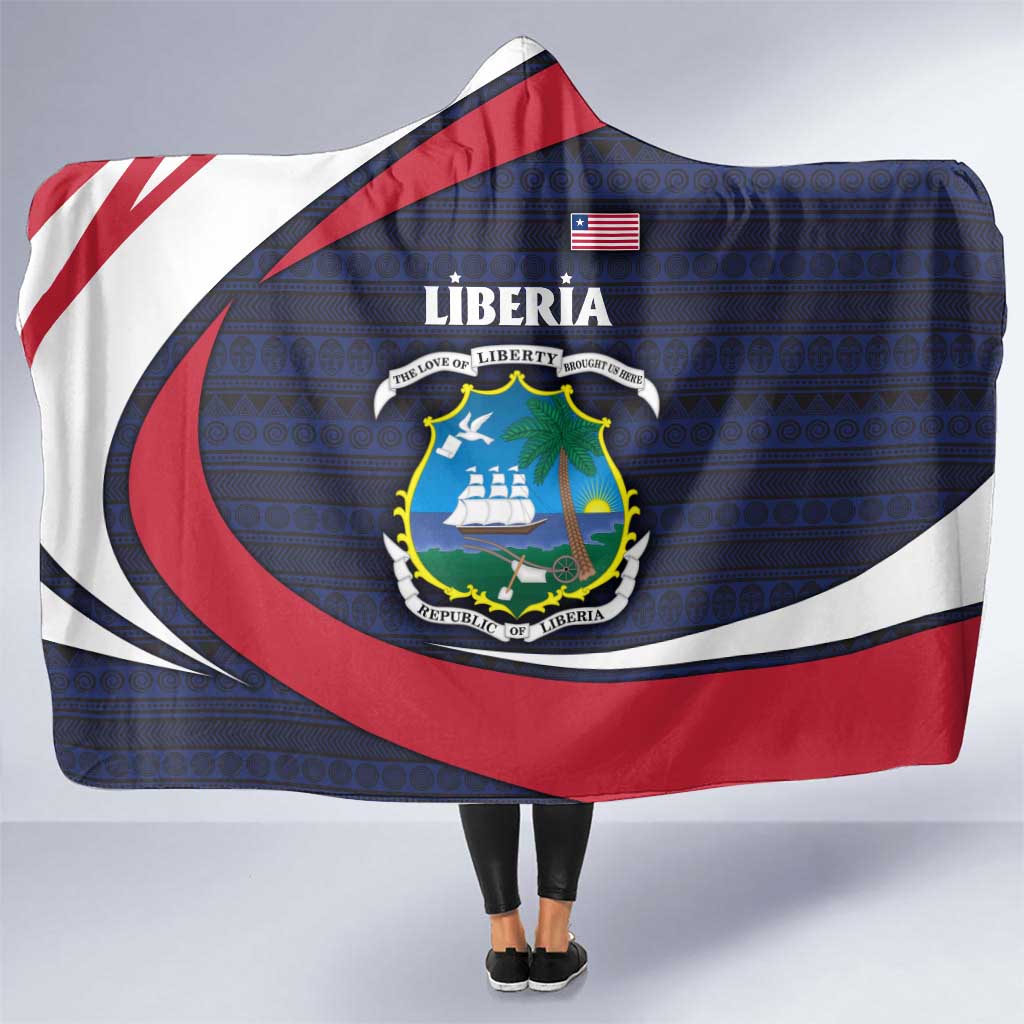 Liberia National Emblem Hooded Blanket with Tribal Pattern and Heritage Colors Design