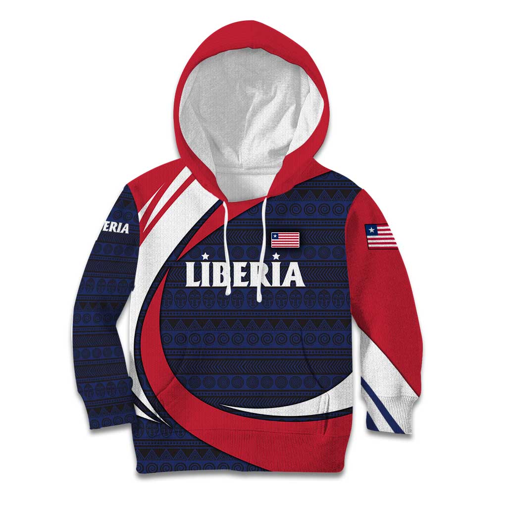 Liberia National Emblem Kid Hoodie with Tribal Pattern and Heritage Colors Design