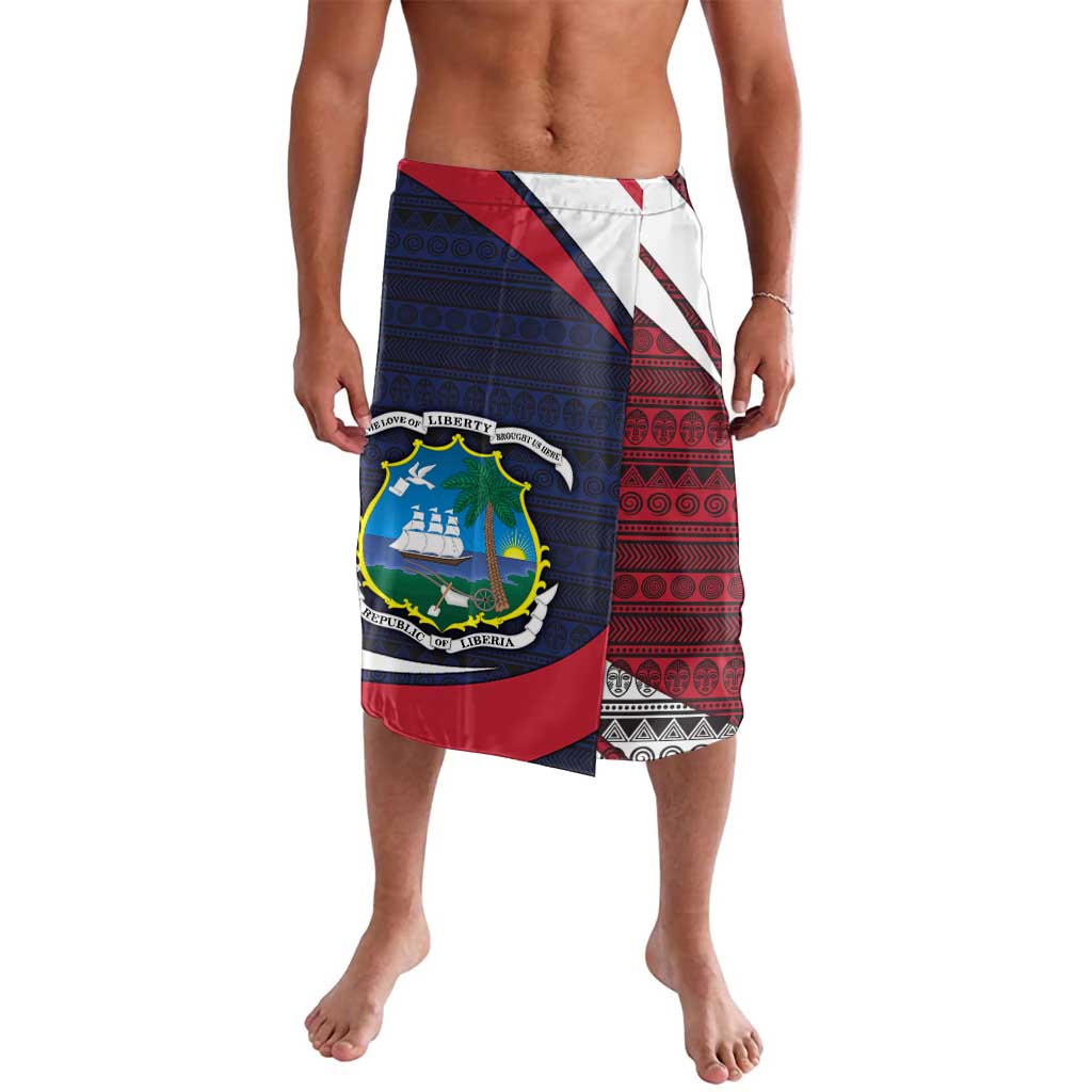 Liberia National Emblem Lavalava with Tribal Pattern and Heritage Colors Design
