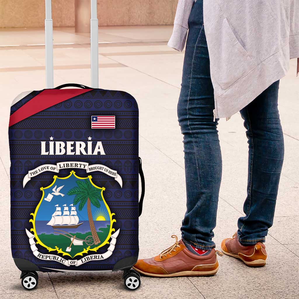Liberia National Emblem Luggage Cover with Tribal Pattern and Heritage Colors Design