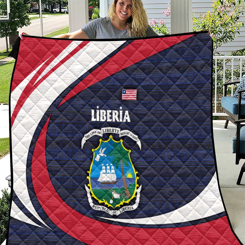 Liberia National Emblem Quilt with Tribal Pattern and Heritage Colors Design