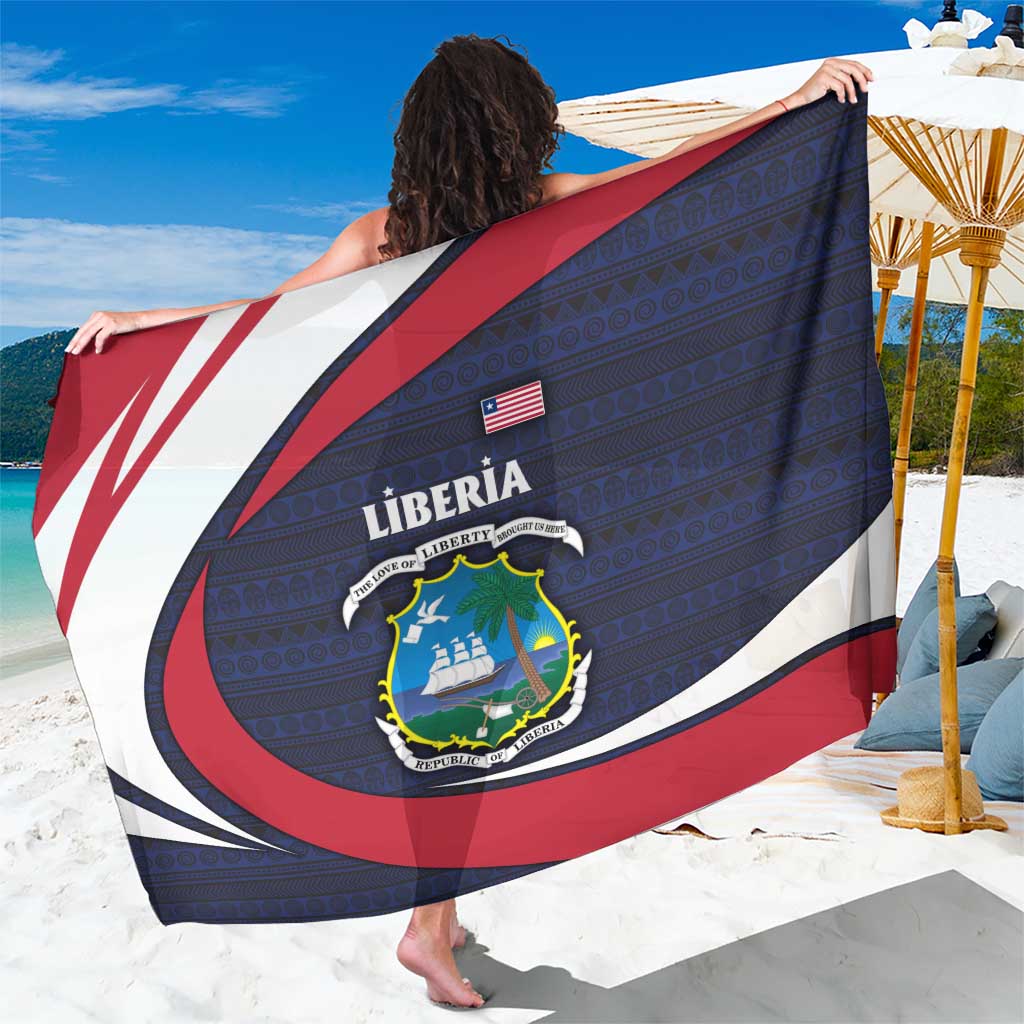 Liberia National Emblem Sarong with Tribal Pattern and Heritage Colors Design
