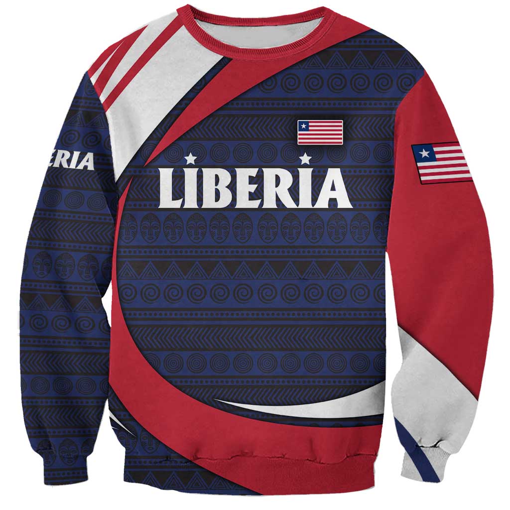 Liberia National Emblem Sweatshirt with Tribal Pattern and Heritage Colors Design