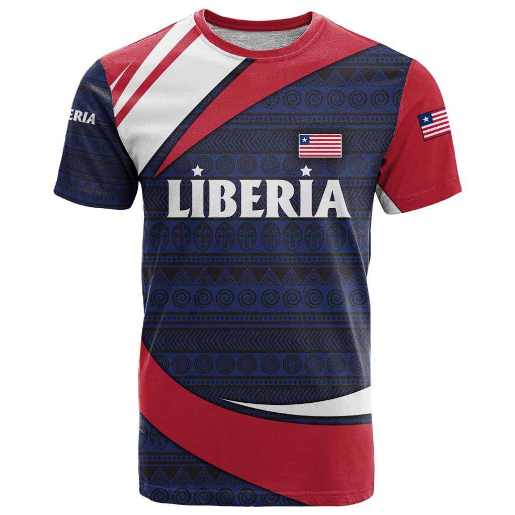 Liberia National Emblem T Shirt with Tribal Pattern and Heritage Colors Design