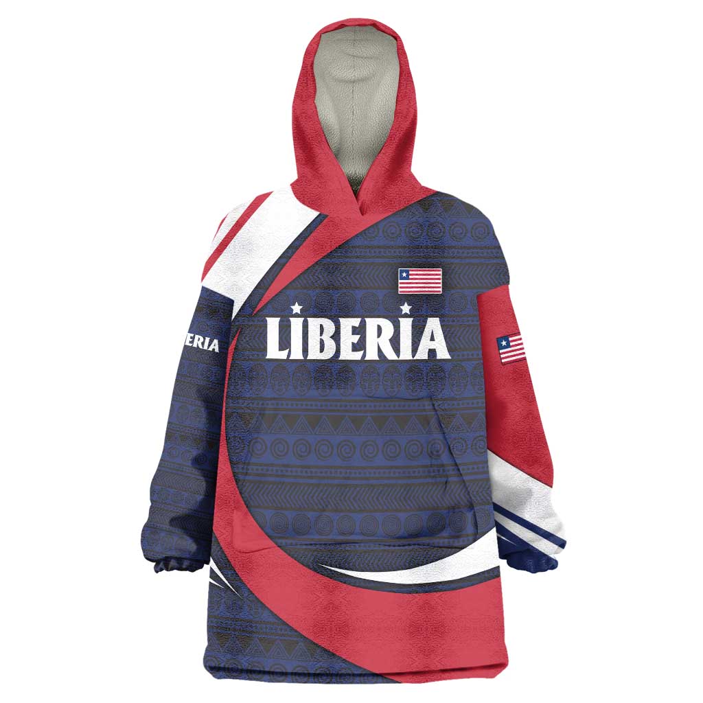 Liberia National Emblem Wearable Blanket Hoodie with Tribal Pattern and Heritage Colors Design