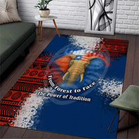 Liberia Elephant Power of Tradition Area Rug with Tribal Red Blue Splash Pattern