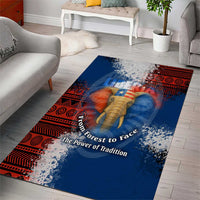 Liberia Elephant Power of Tradition Area Rug with Tribal Red Blue Splash Pattern