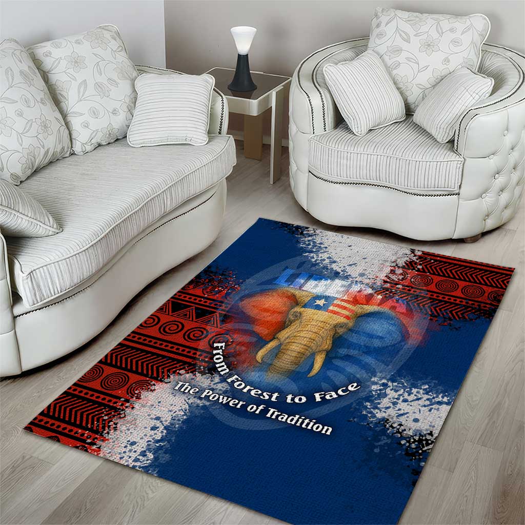 Liberia Elephant Power of Tradition Area Rug with Tribal Red Blue Splash Pattern