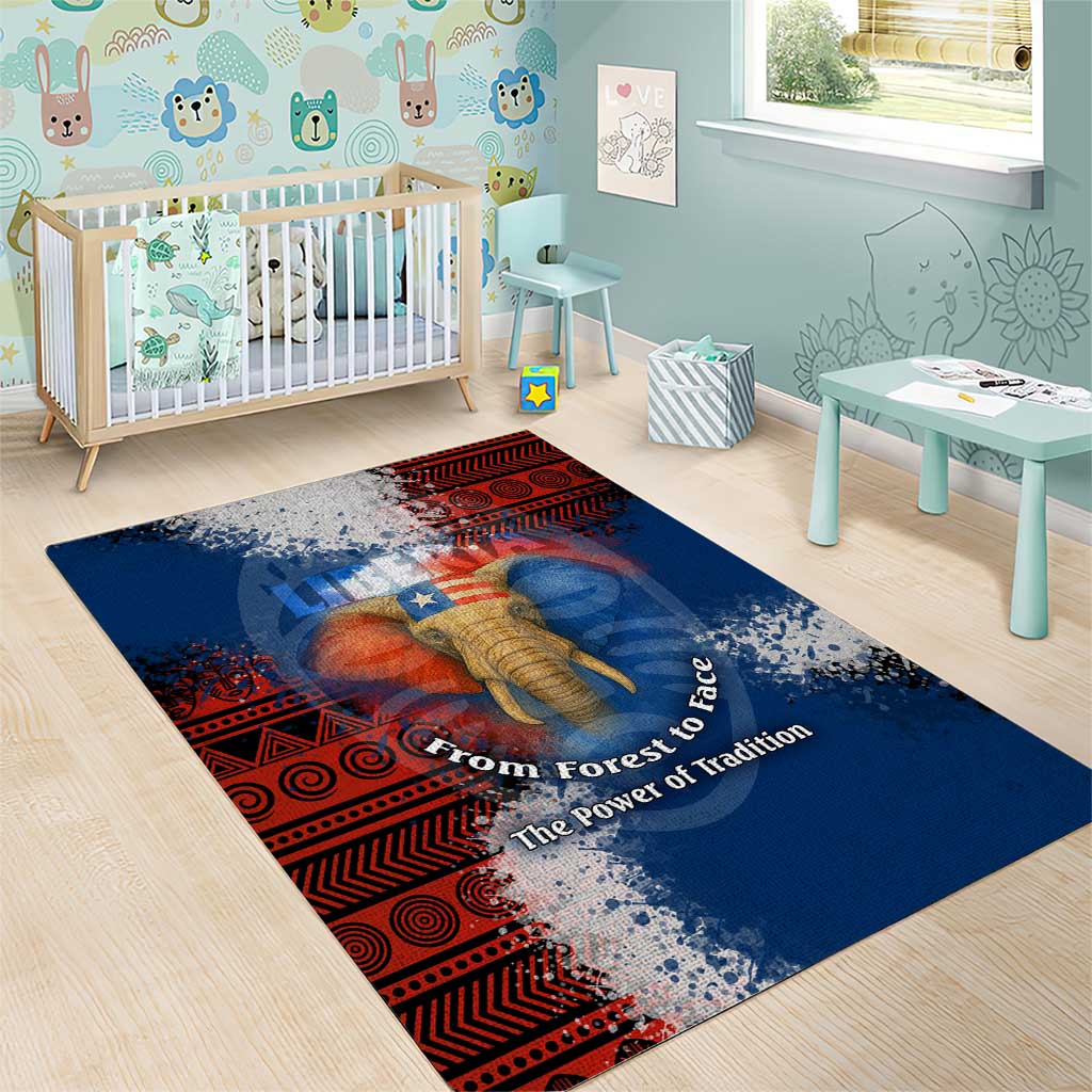Liberia Elephant Power of Tradition Area Rug with Tribal Red Blue Splash Pattern
