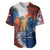Liberia Elephant Power of Tradition Baseball Jersey with Tribal Red Blue Splash Pattern