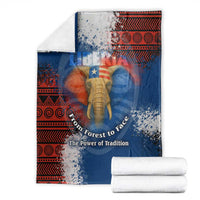 Liberia Elephant Power of Tradition Blanket with Tribal Red Blue Splash Pattern