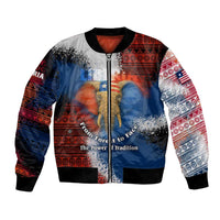 Liberia Elephant Power of Tradition Bomber Jacket with Tribal Red Blue Splash Pattern