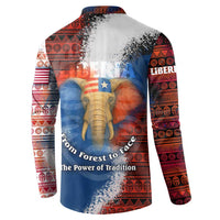 Liberia Elephant Power of Tradition Button Sweatshirt with Tribal Red Blue Splash Pattern