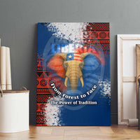Liberia Elephant Power of Tradition Canvas Wall Art with Tribal Red Blue Splash Pattern