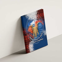 Liberia Elephant Power of Tradition Canvas Wall Art with Tribal Red Blue Splash Pattern