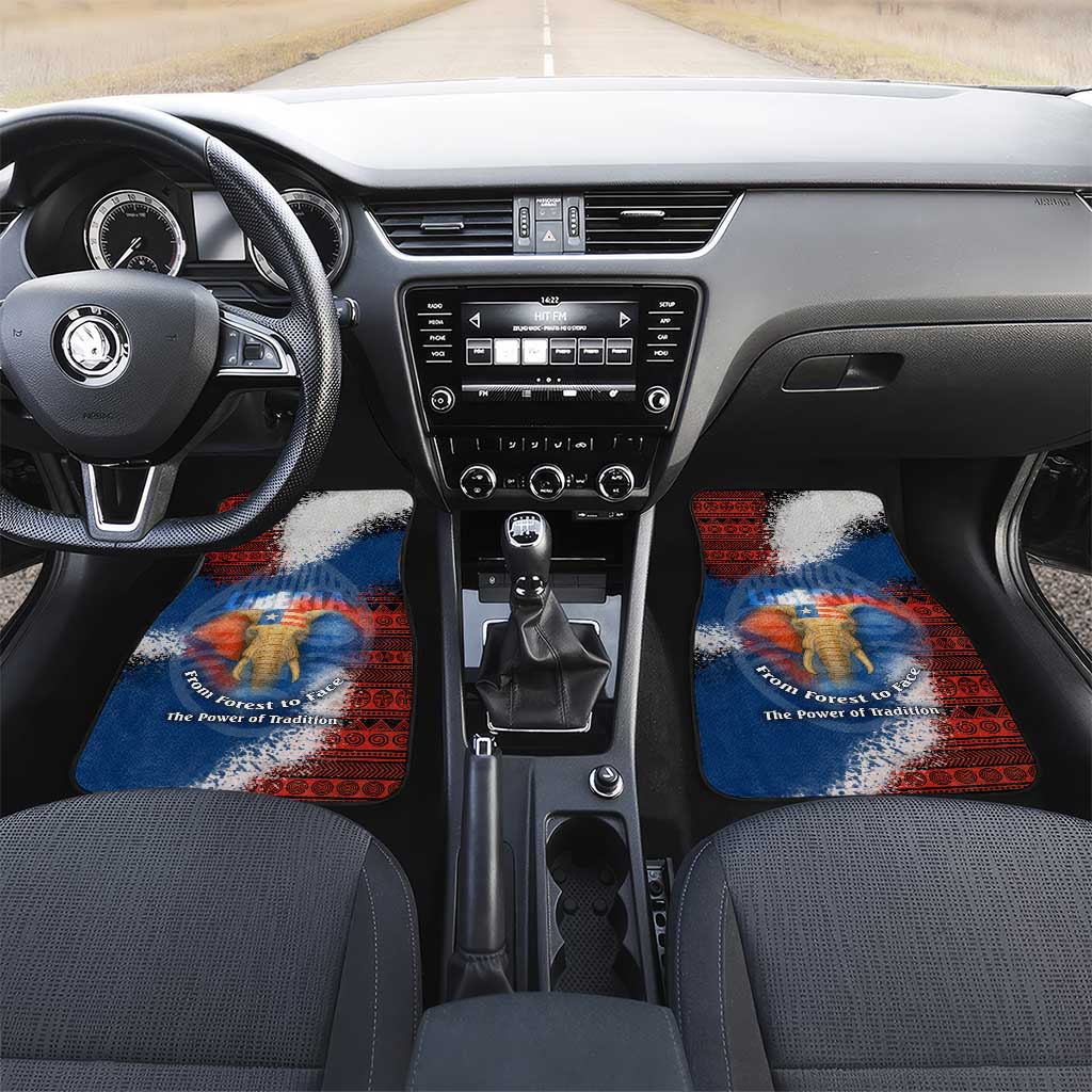 Liberia Elephant Power of Tradition Car Mats with Tribal Red Blue Splash Pattern