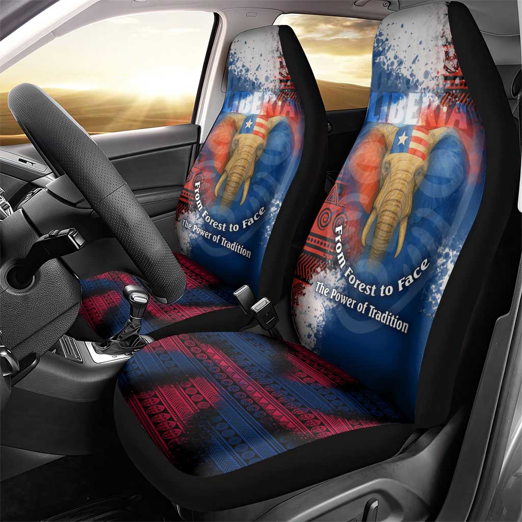Liberia Elephant Power of Tradition Car Seat Cover with Tribal Red Blue Splash Pattern