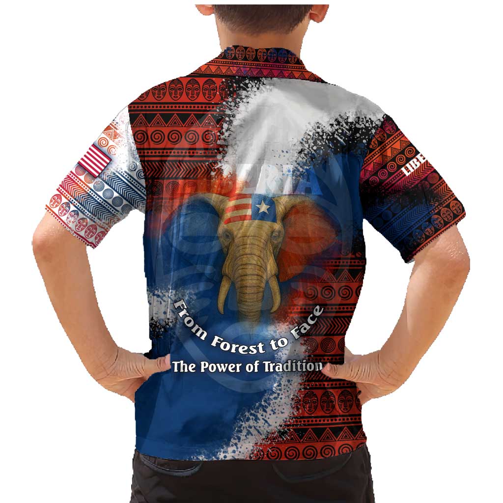 Liberia Elephant Power of Tradition Family Matching Mermaid Dress and Hawaiian Shirt with Tribal Red Blue Splash Pattern