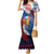 Liberia Elephant Power of Tradition Family Matching Mermaid Dress and Hawaiian Shirt with Tribal Red Blue Splash Pattern