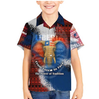 Liberia Elephant Power of Tradition Family Matching Mermaid Dress and Hawaiian Shirt with Tribal Red Blue Splash Pattern