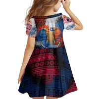 Liberia Elephant Power of Tradition Family Matching Off Shoulder Maxi Dress and Hawaiian Shirt with Tribal Red Blue Splash Pattern