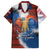 Liberia Elephant Power of Tradition Family Matching Summer Maxi Dress and Hawaiian Shirt with Tribal Red Blue Splash Pattern