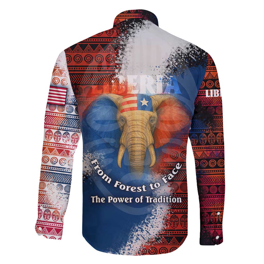 Liberia Elephant Power of Tradition Family Matching Summer Maxi Dress and Hawaiian Shirt with Tribal Red Blue Splash Pattern