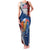 Liberia Elephant Power of Tradition Family Matching Tank Maxi Dress and Hawaiian Shirt with Tribal Red Blue Splash Pattern