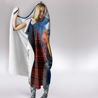 Liberia Elephant Power of Tradition Hooded Blanket with Tribal Red Blue Splash Pattern