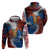 Liberia Elephant Power of Tradition Hoodie with Tribal Red Blue Splash Pattern
