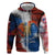 Liberia Elephant Power of Tradition Hoodie with Tribal Red Blue Splash Pattern
