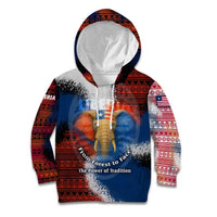Liberia Elephant Power of Tradition Kid Hoodie with Tribal Red Blue Splash Pattern