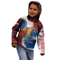 Liberia Elephant Power of Tradition Kid Hoodie with Tribal Red Blue Splash Pattern