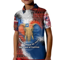 Liberia Elephant Power of Tradition Kid Polo Shirt with Tribal Red Blue Splash Pattern