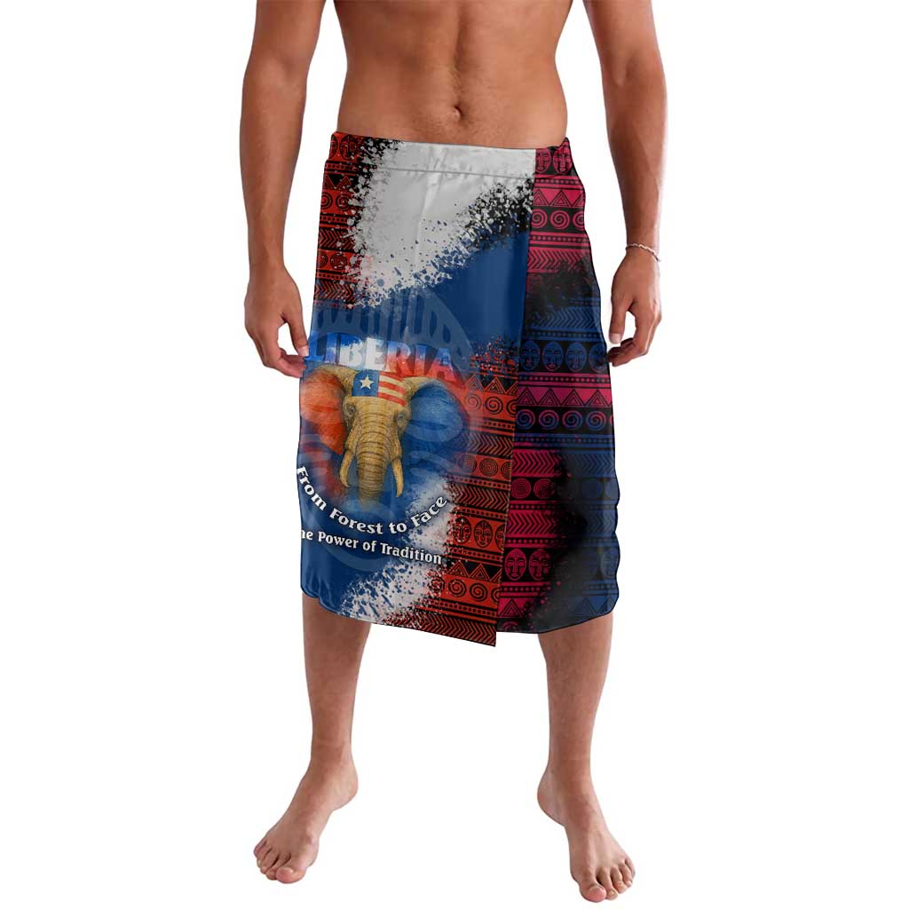 Liberia Elephant Power of Tradition Lavalava with Tribal Red Blue Splash Pattern