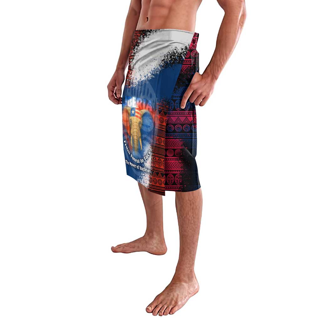 Liberia Elephant Power of Tradition Lavalava with Tribal Red Blue Splash Pattern