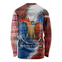 Liberia Elephant Power of Tradition Long Sleeve Shirt with Tribal Red Blue Splash Pattern