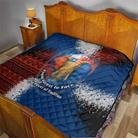 Liberia Elephant Power of Tradition Quilt with Tribal Red Blue Splash Pattern