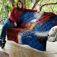 Liberia Elephant Power of Tradition Quilt with Tribal Red Blue Splash Pattern