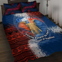 Liberia Elephant Power of Tradition Quilt Bed Set with Tribal Red Blue Splash Pattern