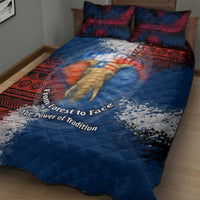 Liberia Elephant Power of Tradition Quilt Bed Set with Tribal Red Blue Splash Pattern