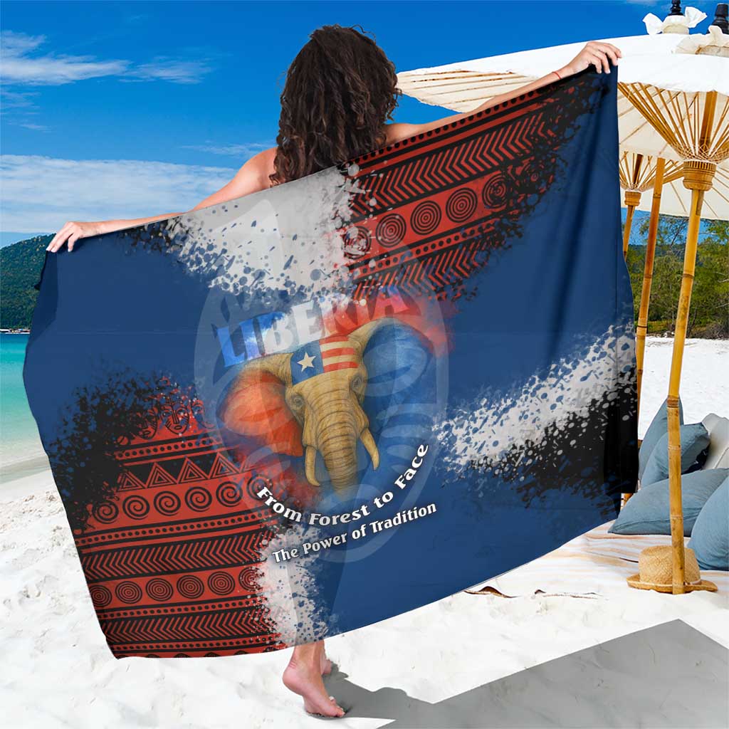 Liberia Elephant Power of Tradition Sarong with Tribal Red Blue Splash Pattern