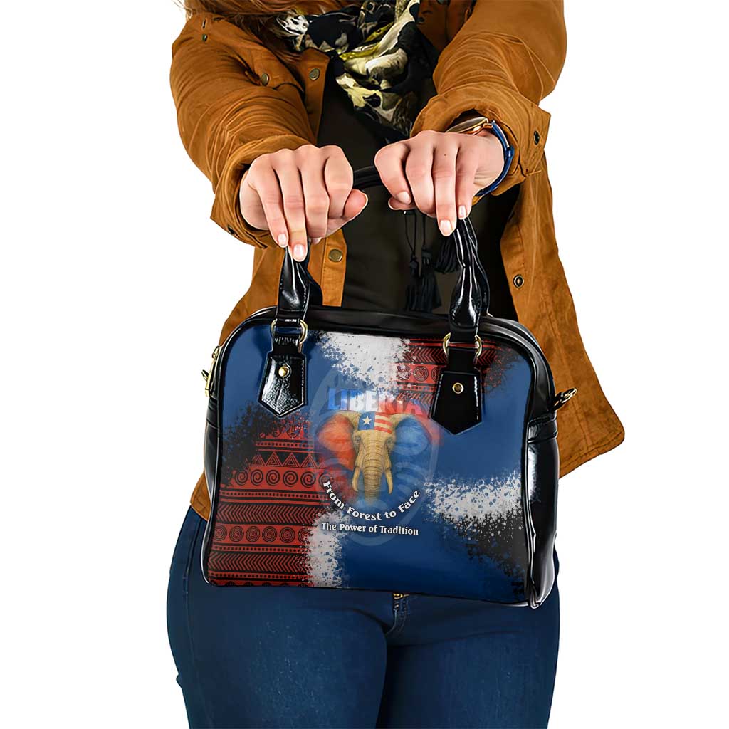 Liberia Elephant Power of Tradition Shoulder Handbag with Tribal Red Blue Splash Pattern