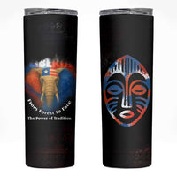 Liberia Elephant Power of Tradition Skinny Tumbler with Tribal Red Blue Splash Pattern