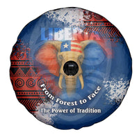 Liberia Elephant Power of Tradition Spare Tire Cover with Tribal Red Blue Splash Pattern