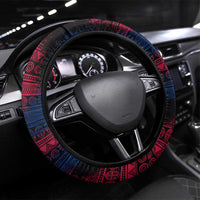 Liberia Elephant Power of Tradition Steering Wheel Cover with Tribal Red Blue Splash Pattern